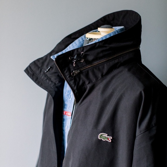 LACOSTE Men's Zip Up Lightweight Jacket - Black - Hidden Hood - XL - Picture 4 of 10